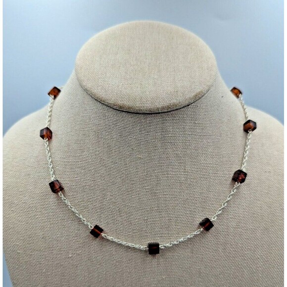 Sterling Silver 925 Baltic Amber Faceted Beads Stations Two Necklaces - Picture 8 of 16